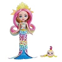 Enchantimals Radia Rainbow Fish Doll (6-in) & Flo Animal Friend Figure from Ocean Kingdom Collection, Small Doll with Removable Skirt and Accessories, Great Gift for 3 to 8 Year Old Kids