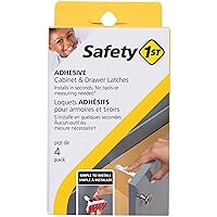 Safety 1st Adhesive Cabinet 4 Piece Latch for Childproofing, White