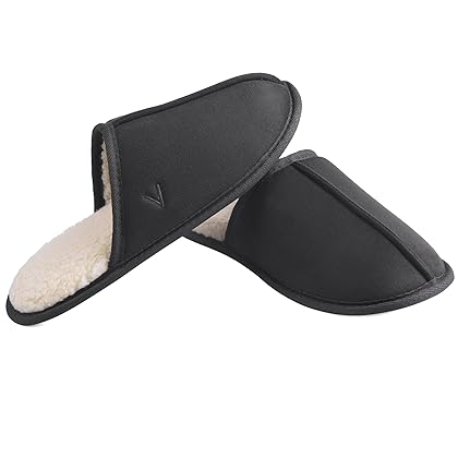Vansarto Mens Scuff Slippers Micro Suede Memory Foam Slide Clogs Slip on Indoor Outdoor House Shoes