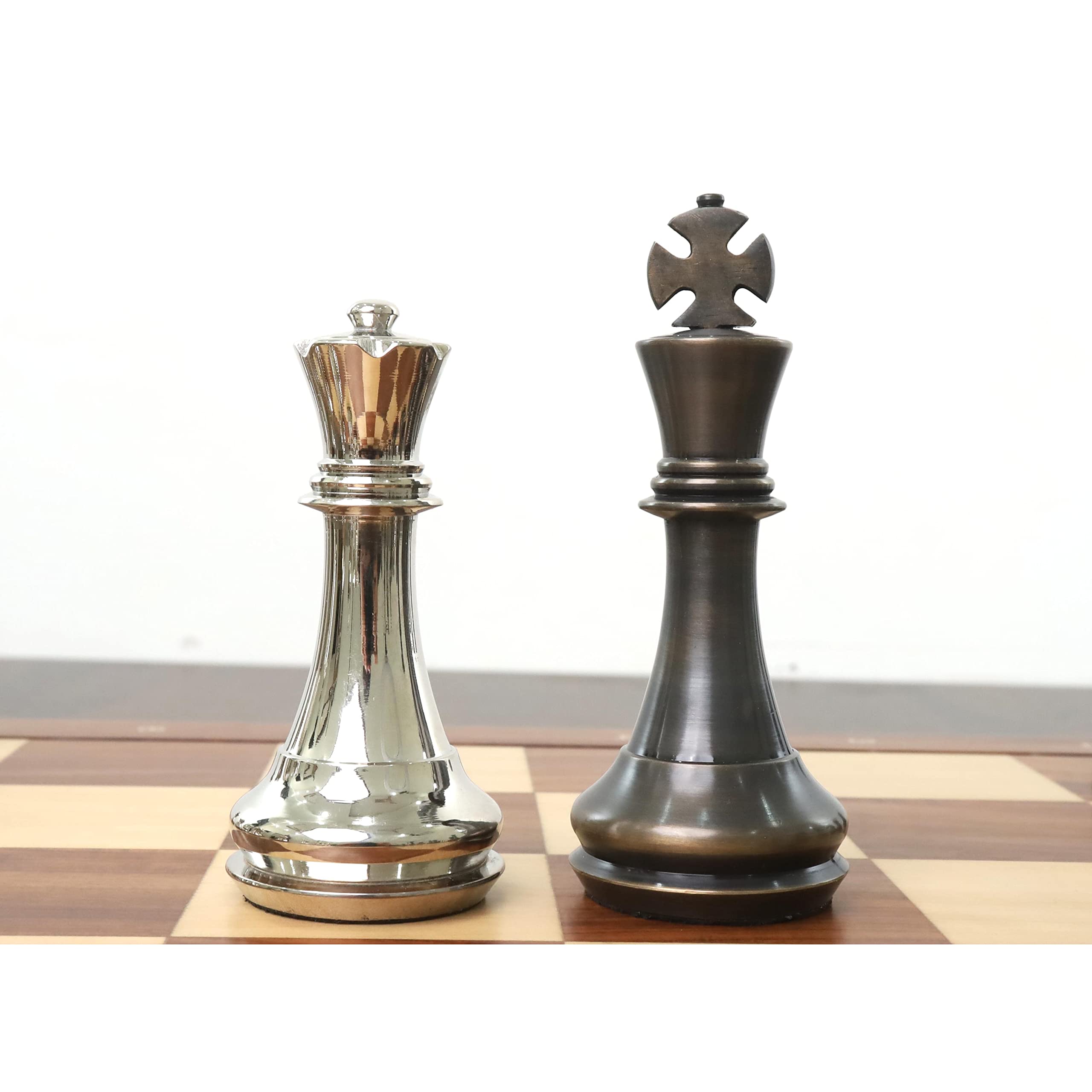 Royal Chess Mall Staunton Chess Pieces Only Metal Chess Set, Brass, 4.3-in King, Staunton-Inspired Luxury Chess Set, Triple Weighted Chess Pieces (7.7 lbs)