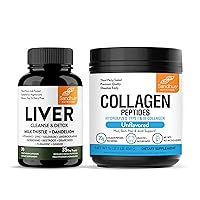 Sandhu's Liver Renew Cleanse Capsules & Collagen Peptides Powder| Liver Support & Detoxification, Hair, Skin, Nail and Joint Health Support| Non-GMO | Made in USA