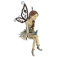 Design Toscano Fannie The Garden Fairy Sitting Statue, 12 Inch, Polyresin, Full Color