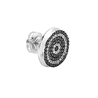 Dazzlingrock Collection 0.25 Carat (ctw) Round Black & White Diamond Micro Pave Hip Hop Mens Stud Earring 1/4 CT (Only 1Pc), Available in Metal 10K/14K/18K Gold & 925 Sterling Silver