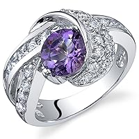 PEORA Amethyst Ring in Sterling Silver, Vintage Knot Design, Round Shape, 1.75 Carats Total, Comfort Fit, Sizes 5 to 9