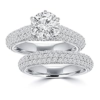 3.25 ct Ladies Round Cut Diamond Engagement Ring Set in 14 kt White Gold