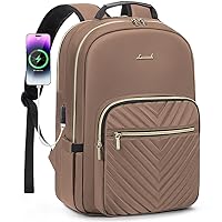 LOVEVOOK Laptop Backpack for Women 17.3 inch,Cute Womens Travel Backpack Purse,Professional Laptop Computer Bag,Waterproof Work Business College Teacher Bags Carry on Backpack with USB Port,Brown