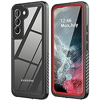 for Samsung Galaxy S22 Plus Case Waterproof Built-in Screen Protector [Full Body Shockproof][12 FT Military Shockproof] Dustproof Underwater Phone Case for Galaxy S22 Plus 5G 6.6''(Red)