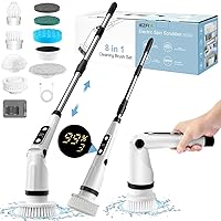 IEZFIX Electric Spin Scrubber, Bathroom Scrubber Electric Shower Scrubber for Cleaning Tub/Tile/Floor/Sink/Window丨Power Scrubber X03 Turbo Cordless with 8 Cleaning Brush Heads,3 Speeds Up to 450RPM