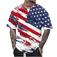 USA Flag Vintage T-Shirts Men Plus Size 4th July Star Stripes Patriotic Tee Tops Summer Short Sleeve Crewneck Tees
