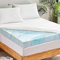 Memory Foam Mattress Topper - 4 Inch Gel Cooling Mattress Pad for Queen Size Bed with Removable Washable Cover(21'' Deep Pocket) - Topper for Back Pain (CertiPUR-US Certified - White)