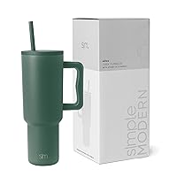 40 oz Tumbler with Handle and Straw Lid | Insulated Cup Reusable Stainless Steel Water Bottle Travel Mug Cupholder Friendly | Gifts for Women Men Him Her | Trek Collection | Forest