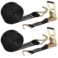 2 Pack 2 Inch Ratchet Straps Heavy Duty 20ft Tie Down Straps Ratchet with Double J Hook, 8000 LBS Break Strength, Cargo Ratchet Straps for Moving, Truck, Trailers, Motorcycles, Kayaks, Car Roof