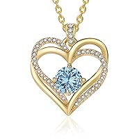 Heart Pendant Necklace for Women with Birthstone - 18K Gold Plated | Gift for Women and Girls on Anniversary and Birthday