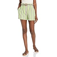 Angie Women's Striped Paperbag Short with Belt
