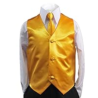 Unotux 2pc Boys Satin Yellow Vest and Necktie Set from Baby to Teen