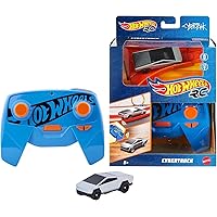 Hot Wheels RC 1:64 Scale Rechargeable Radio-Controlled Racing Car, Tesla Cybertruck, for On- or Off-Track Play, Includes Car, Controller & Adapter for Kids 5 Years Old & Up