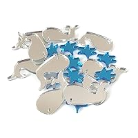 Whale & Blue Spurt Shaped Crafting Mirrors, Set of 10, Many Colours, Shatterproof Acrylic, Bronze Mirror, Pack of 10 x 5cm