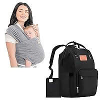KeaBabies Baby Wrap Carrier and Diaper Bag Backpack - Waterproof Multi Function Baby Travel Bags - All in 1 Original Breathable Baby Sling, Lightweight,Hands Free Baby Carrier Sling -Baby Carrier Wrap