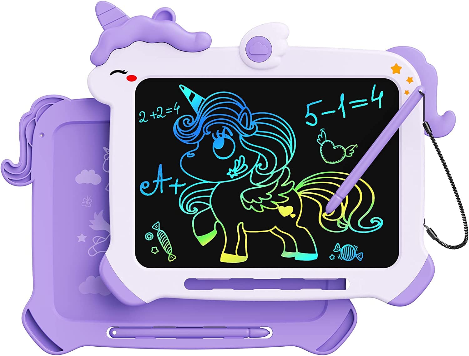 LCD Writing Tablet for Kids, Unicorn Colorful Screen Doodle Board, Toddler Girl Toys, Educational Toys, Travel Toys, Christmas Birthday Gift for 3 4 5 6 7 Year Old Girls Purple