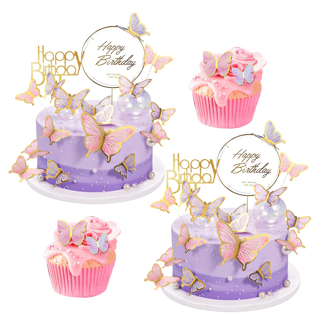 5pcs Happy Birthday Cake Topper Cupcake Dessert Acrylic Circle Party  Supplies | eBay