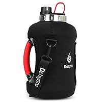 DR.HYDRO 3.2L Gallon Water Bottle with Insulated Storage Sleeve with Straw and Silicon Handle- BPA Free Large 100 oz water jug with Straw, reusable gallon jug perfect for Gym (Red Black)