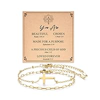 Tarsus Gold Cross Bracelet for Women, Christian Gifts for Women, Religious Gifts Dainty Bracelet