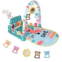 Baby Gyms Play Mats, Kick & Play Piano Gym with Music, Baby Play Mat Activity Gym with 5 Infant Learning Sensory Baby Toys, Tummy Time Mat Boy & Girl Gifts for Newborn 0 to 12 Months