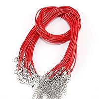 10Pcs 1.5/2mm Red Handmade Leather Chains Adjustable Braided Rope Pendant Charm DIY Findings Bulk Lobster Clasp String Cord Jewelry Making (Red, 1.5mm(0.06 inch))