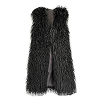 Lisa Colly Women's Winter Overcoat Sleeveless Fluffy Faux Fur Vest Coat Long Jacket