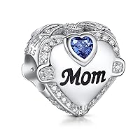 Love Heart Mom Wife Sister Daughter Friend Dad Grandma Auntie Charm for Charms Bracelet, 925 Sterling Silver Cubic Zirconia Bead Chirstmas Halloween Birthday Jewerly Gifts for Women
