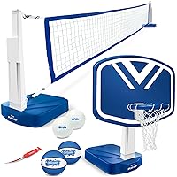 GoSports Splash Hoop 2-in-1 Pool Basketball Hoop & Volleyball Net Game Set