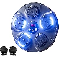 Music Boxing Machine, Smart Bluetooth Boxing Machine Wall Mounted, Boxing Training Punching Equipment, Home Workout Musical Boxing Machine with Gloves (Blue)