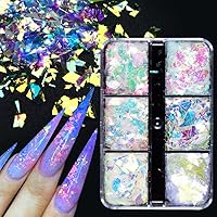6Grids Nail Art Glitter Sequins, Irregular Colorful Mermaid Sparkly Nail Flakes Confetti Stickers Decals Nail Supplies for Face Hand Body Eyes Make-up Decor,Glitter Charm DIY Designs Acrylic Nails Art