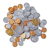 hand2mind Fake Money Coin Assorted Set, Detailed Fake Coins, Prop Money, Toy Money, Play Money for Kids, Realistic Money, Pretend Money for Kids Learning, Play Money Set, Plastic Coins (Set of 96)