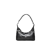 PIECES Women's Pcmaggi Croco Shoulder Bag Handbag, Black, Keine Angabe