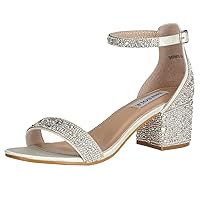 SheSole Women's Open Toe Strappy Low Block Heel Bling Rhinestone Sandals for Wedding Bride Dress Shoes