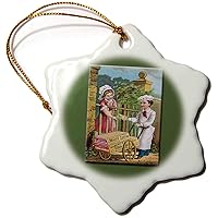 3dRose White Lustre Corn Starch Child with Cart Selling to a Little Girl - Ornaments (orn-170493-1)