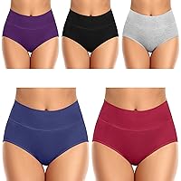 Womens Tummy Control Underwear Cotton High Waisted No Muffin Top Full Briefs Soft Breathable Panties