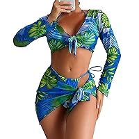 Womens Tankini with Shorts Green Bikini Sets for Women Push Up Top Swim Suit Tops for Juniors Printing 3D Swi