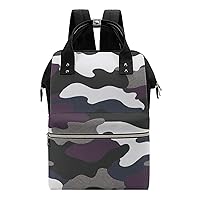 Purple Grainy Digital Camo Large Capacity Shoulder Bag Waterproof Mommy Tote Bags Travel Diaper Backpack for Women