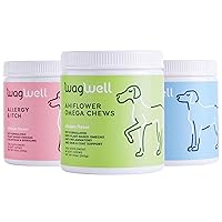 Ahiflower Omega Oil Dog Chews, Allergy and Itch Chews & Mobility Chews Bundle - Skin, Coat, Hip and Joint Supplement for Dogs - Itch Relief and Digestive Health