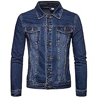 Men Autumn Slim Fit Classic Button Up Chest-Pockets Denim Jacket Jean Coat