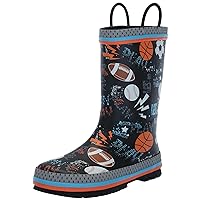 Western Chief Boys Waterproof Printed Rain Boot - Kid Friendly, Easy Pull on Handles, Traction Outsole - Perfect Outdoor Boots for Kids