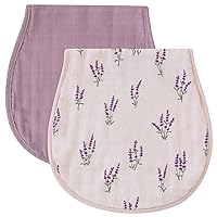 LifeTree Muslin Baby Burp Cloths, 100% Organic Cotton, Large Baby Washcloths, Face Towel, Burping Rags, Bibs for Newborn Boys Girls, Set of 2 (Lavender & Mauve)