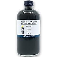 True Colloidal Silver – 200 ppm - 99.99+% Purity - 500 mL (16.9 Fl Oz) in Clear Glass Bottle - Made in USA