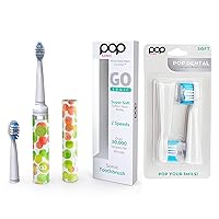 Pop Sonic Electric Toothbrush (Green Bubble) Bonus 2 Pack Replacement Heads - Travel Toothbrushes w/AAA Battery | Kids Electric Toothbrushes with 2 Speed & 15,000-30,000 Strokes/Minute