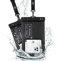 Pelican Marine - IP68 Waterproof Phone Pouch [XL Size] Floating Waterproof Phone Case/Bag for iPhone 15 Pro Max/14 Pro Max/13/12/S24 Ultra/S23/S22/Pixel 8 - Detachable Lanyard - 2 Pack, Stealth Black