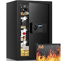 3.8 Cu ft Extra Large Safe Box Fireproof Waterproof, Security Home Safe with Fireproof Bag, LCD Digital Keypad Key Lock and Removable Shelf, Fire Document Safe for Money Medicines Jewelry Valuables