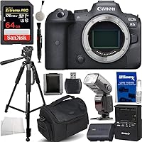 Canon EOS R6 Mirrorless Digital Camera (Body) with Advanced Accessory Bundle. Bundle Includes: 64GB Extreme Pro Memory Card, Dedicated TTL Flash for Canon Cameras, and Much More. (Renewed)