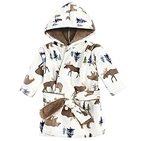 Hudson Baby Unisex Baby Mink with Faux Fur Lining Pool and Beach Robe Cover-ups, Moose Bear, 0-6 Months